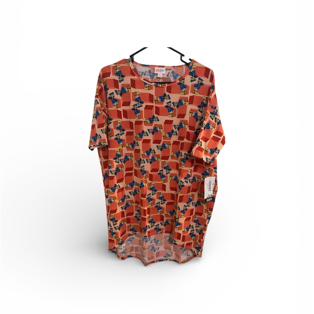 LuLaRoe Red and Blue Cartoon Print Top